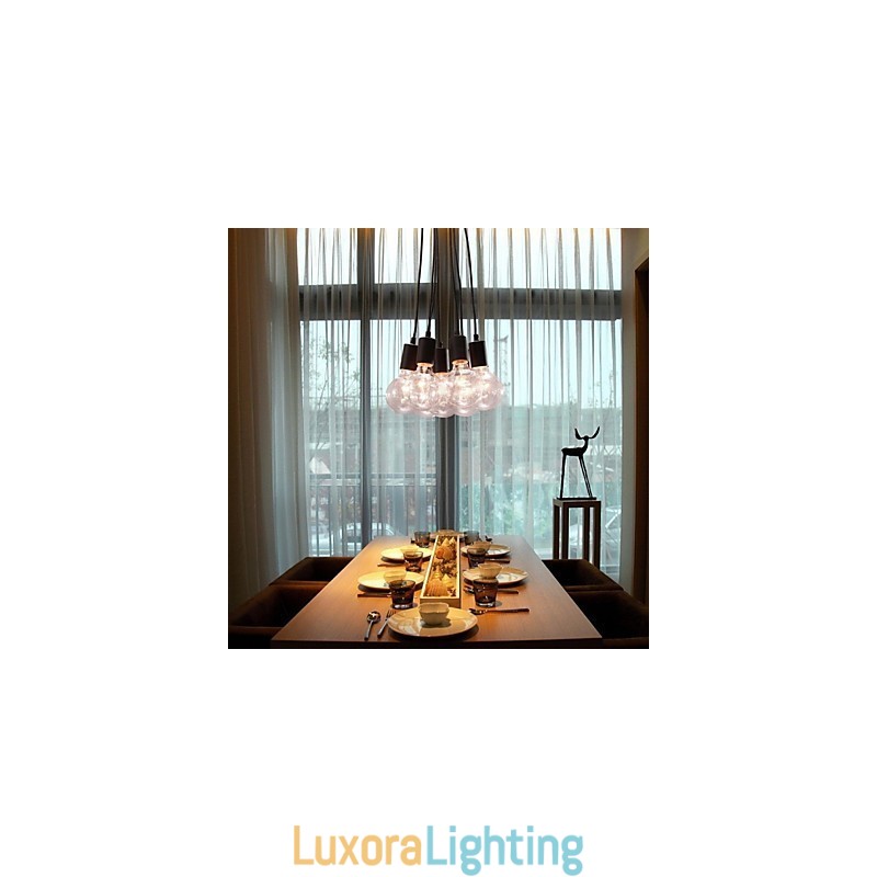 Designer Touch Decorative Modern Home 7 Head Edison Bulb Light Loft Glass Ball Pendant Light