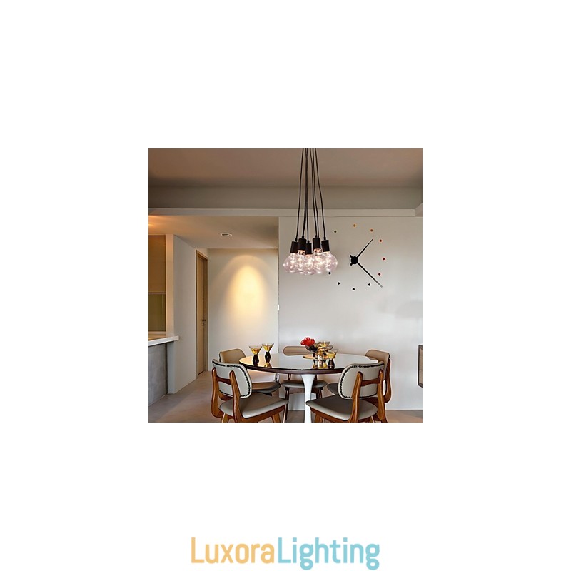 Designer Touch Decorative Modern Home 7 Head Edison Bulb Light Loft Glass Ball Pendant Light