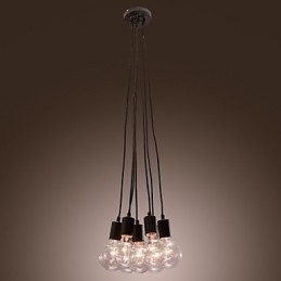Designer Touch Decorative Modern Home 7 Head Edison Bulb Light Loft Glass Ball Pendant Light