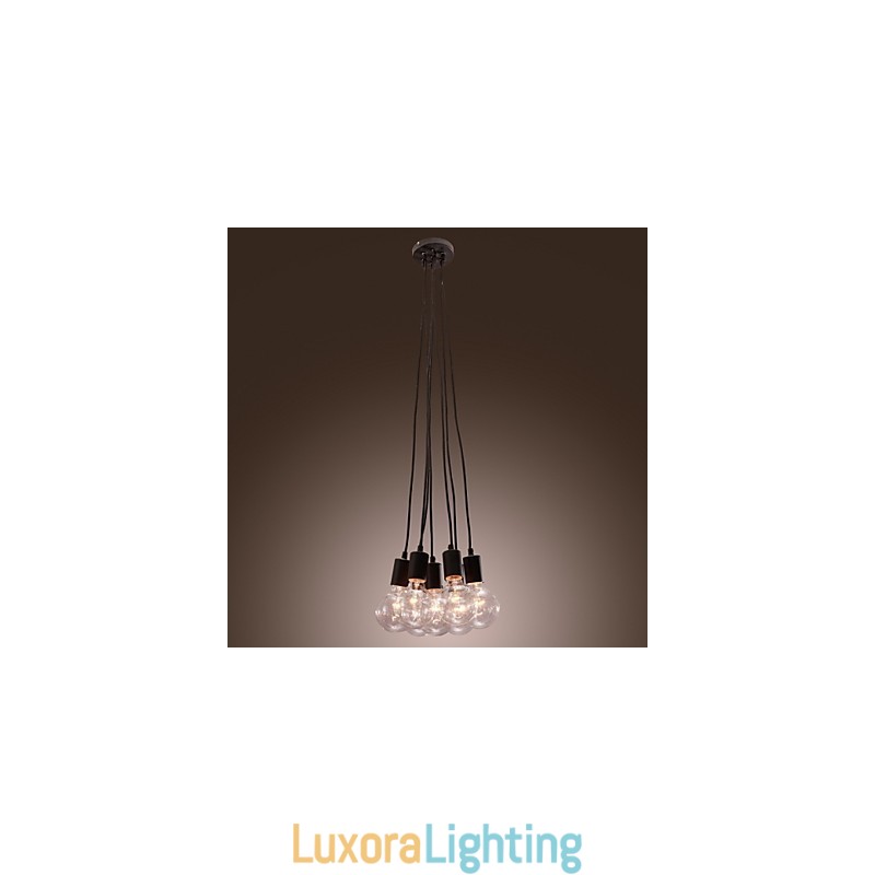 Designer Touch Decorative Modern Home 7 Head Edison Bulb Light Loft Glass Ball Pendant Light