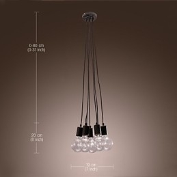 Designer Touch Decorative Modern Home 7 Head Edison Bulb Light Loft Glass Ball Pendant Light