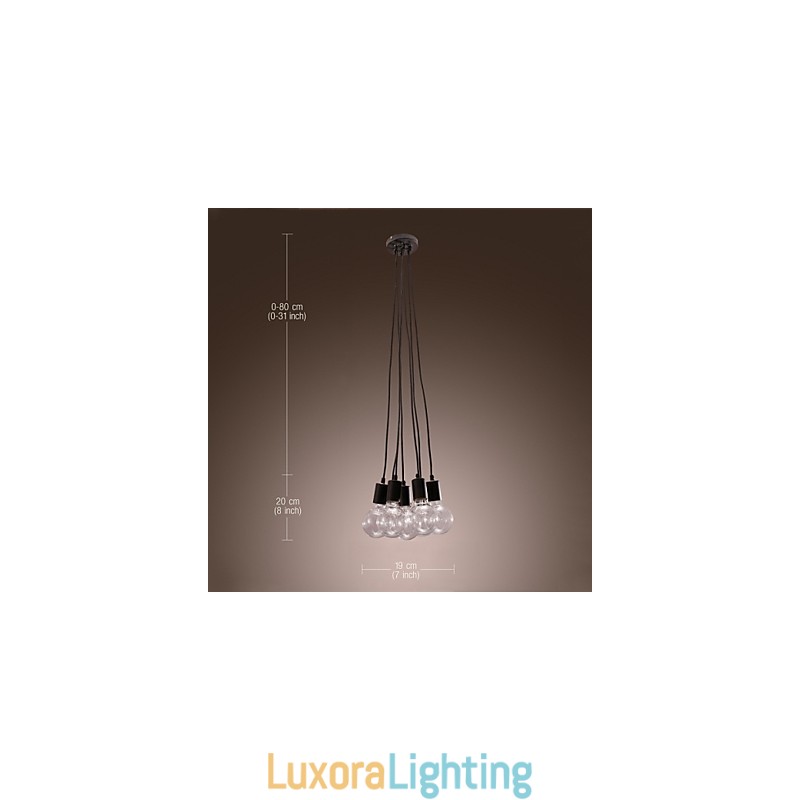 Designer Touch Decorative Modern Home 7 Head Edison Bulb Light Loft Glass Ball Pendant Light