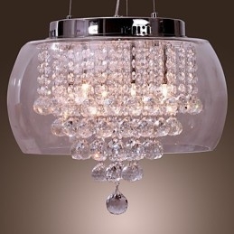 Designer Touch Decorative Artistic 6 Light Crystal Pendant Light with Glass Shade