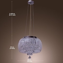 Designer Touch Decorative Artistic 6 Light Crystal Pendant Light with Glass Shade
