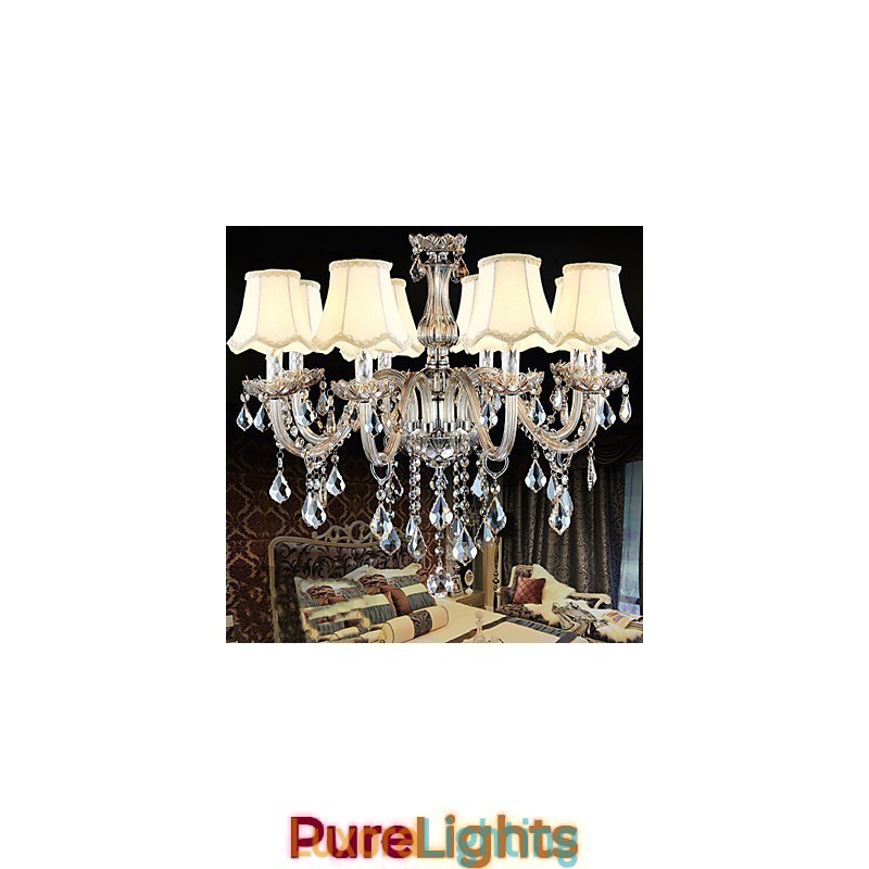 Designer Touch Decorative K9 Transparent Christmas Crystal Candle Chandelier with 8 Lights