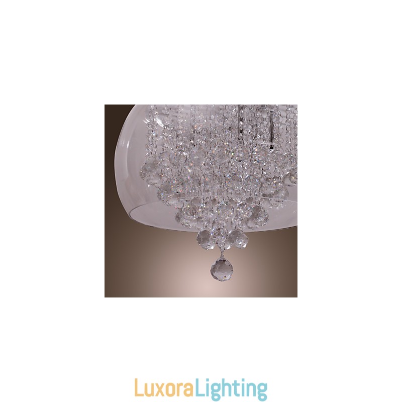 Designer Touch Decorative Artistic 6 Light Crystal Pendant Light with Glass Shade