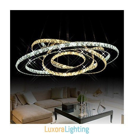 Designer Touch Decorative Crystal Pendant Lighting Ceiling Chandelier Light Fixtures with Warm and Cool White 3 rings