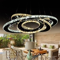 Designer Touch Decorative Crystal Pendant Lighting Ceiling Chandelier Light Fixtures with Warm and Cool White 3 rings