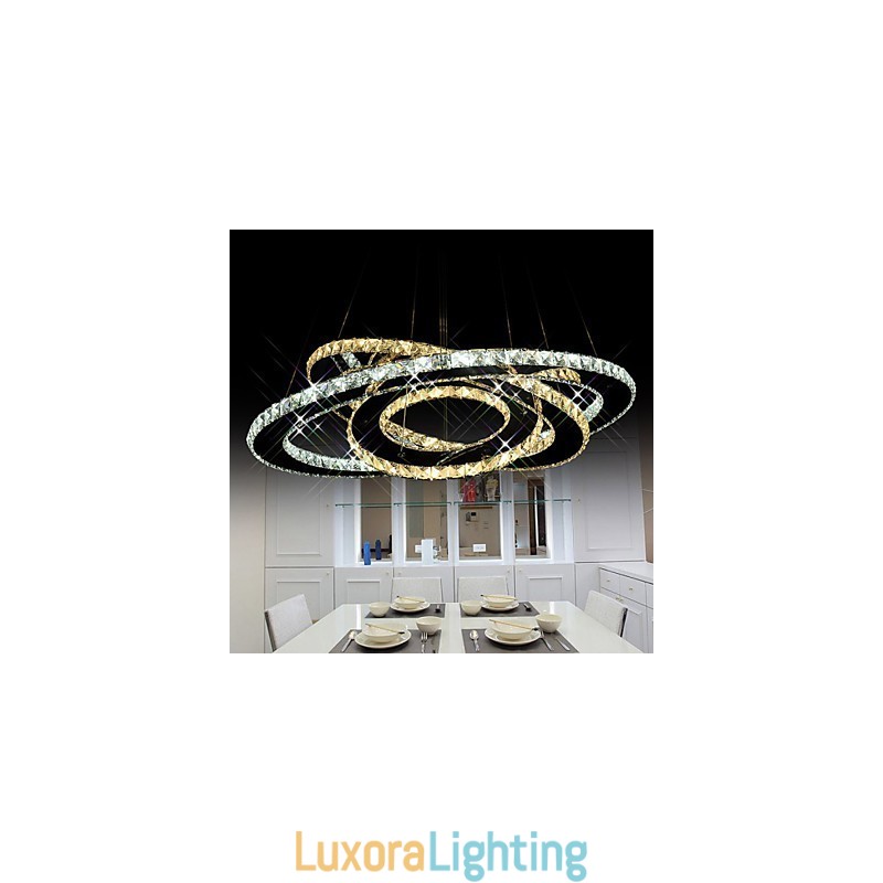 Designer Touch Decorative Crystal Pendant Lighting Ceiling Chandelier Light Fixtures with Warm and Cool White 3 rings