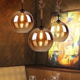 Designer Touch Decorative Loft American Rope Retro Lighting Lights Glass Pendant Light