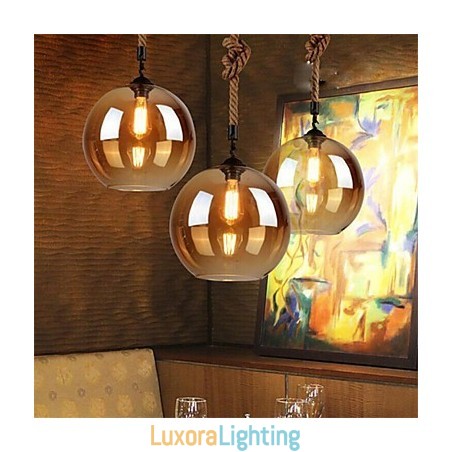 Designer Touch Decorative Loft American Rope Retro Lighting Lights Glass Pendant Light