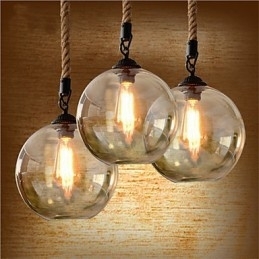 Designer Touch Decorative Loft American Rope Retro Lighting Lights Glass Pendant Light