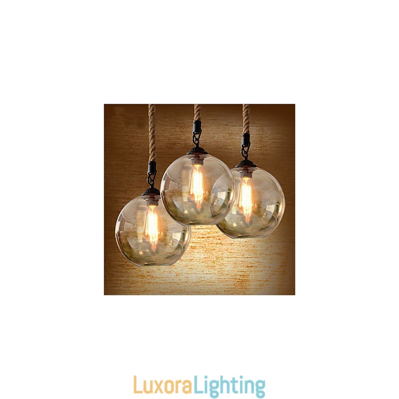 Designer Touch Decorative Loft American Rope Retro Lighting Lights Glass Pendant Light