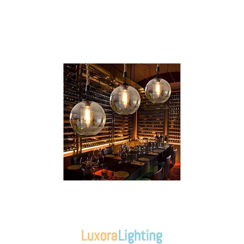 Designer Touch Decorative Loft American Rope Retro Lighting Lights Glass Pendant Light