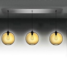 Designer Touch Decorative 3 Light Modern Glass Pendant Light in Transparent Brown Bubble Design
