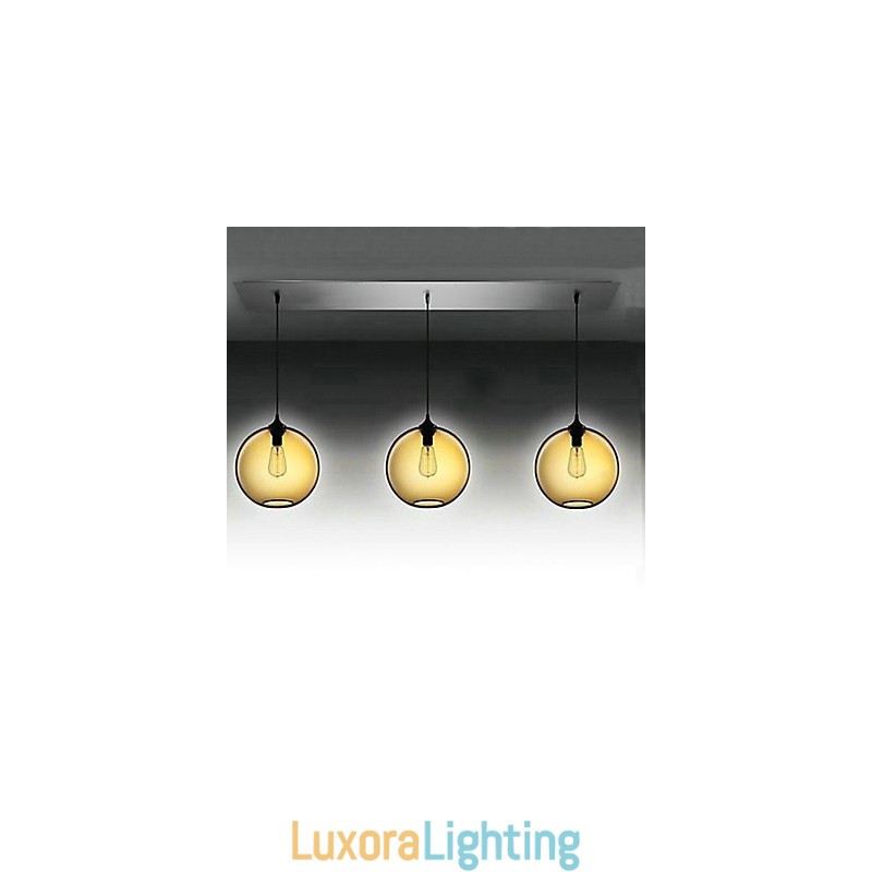 Designer Touch Decorative 3 Light Modern Glass Pendant Light in Transparent Brown Bubble Design