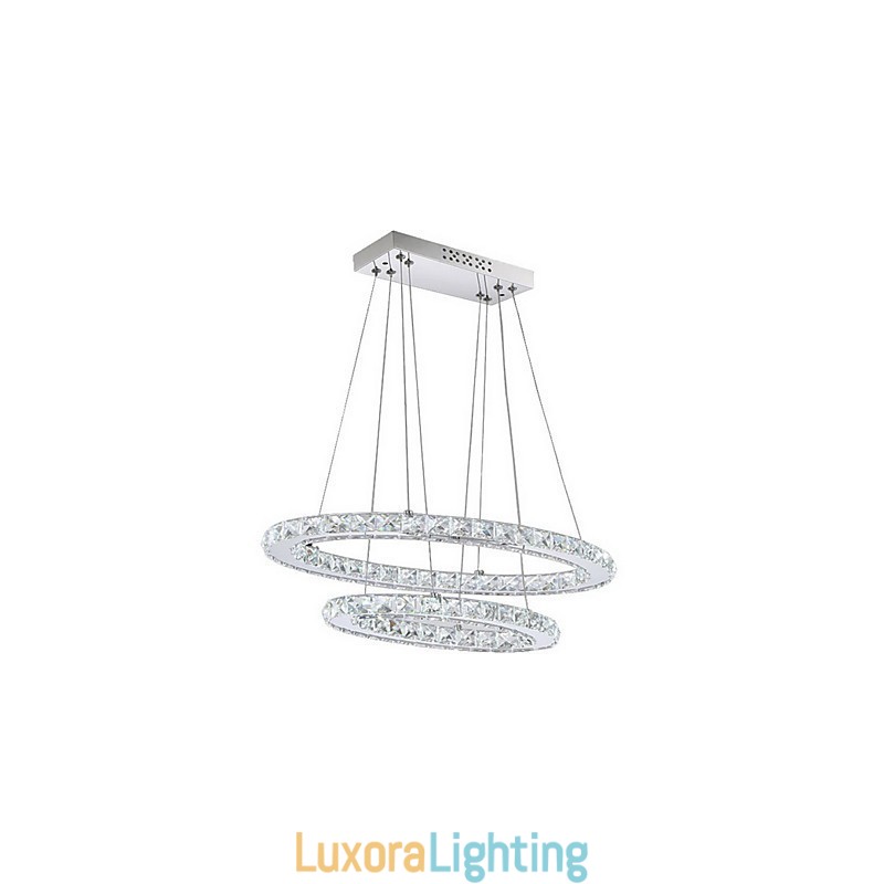 Designer Touch Decorative Modern Crystal Pendant Light with Oval Double Ring for
