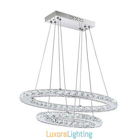 Designer Touch Decorative Modern Crystal Pendant Light with Oval Double Ring for