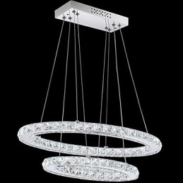 Designer Touch Decorative Modern Crystal Pendant Light with Oval Double Ring for