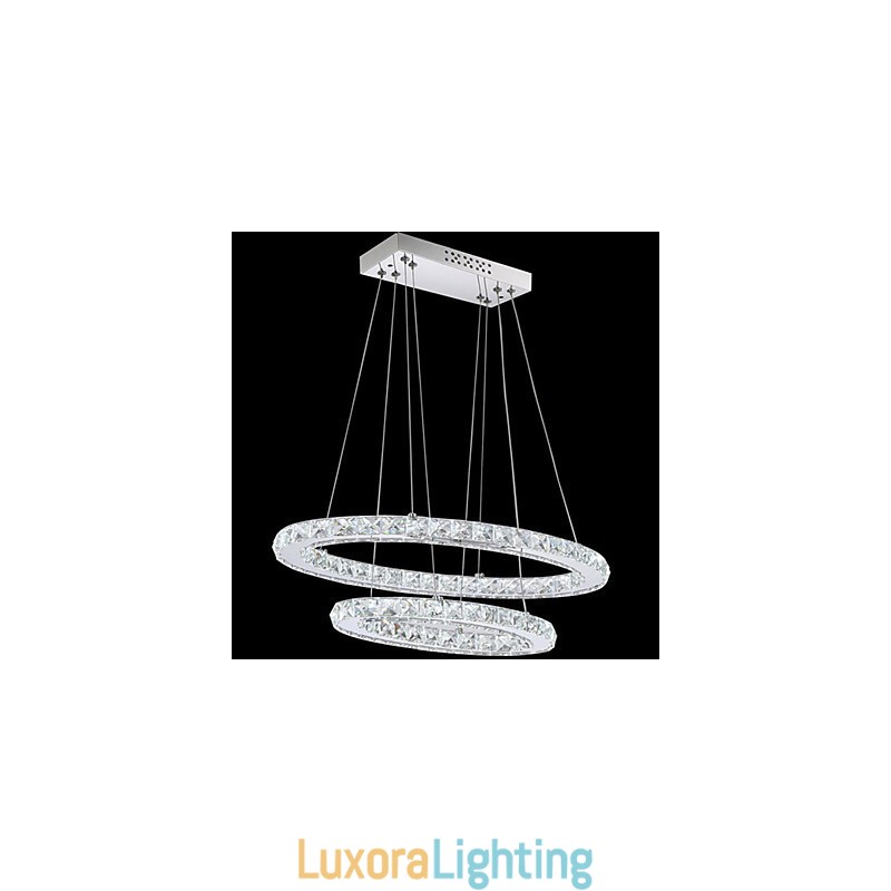 Designer Touch Decorative Modern Crystal Pendant Light with Oval Double Ring for