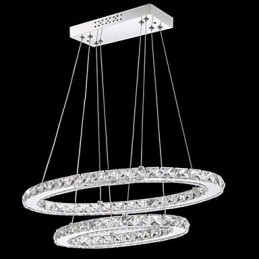 Designer Touch Decorative Modern Crystal Pendant Light with Oval Double Ring for