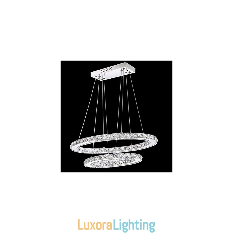 Designer Touch Decorative Modern Crystal Pendant Light with Oval Double Ring for