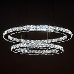 Designer Touch Decorative Modern Crystal Pendant Light with Oval Double Ring for