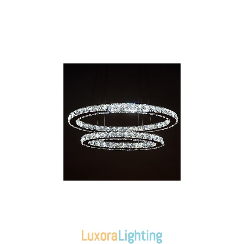 Designer Touch Decorative Modern Crystal Pendant Light with Oval Double Ring for