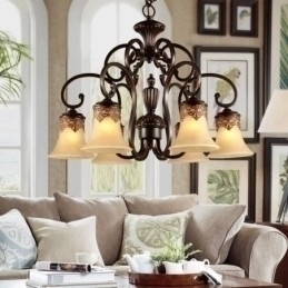 Designer Touch Decorative Chandelier Pendant Light 6 Lights Vintage Country Island Metal+Glass