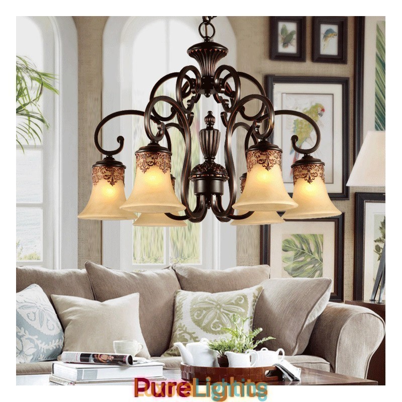 Designer Touch Decorative Chandelier Pendant Light 6 Lights Vintage Country Island Metal+Glass