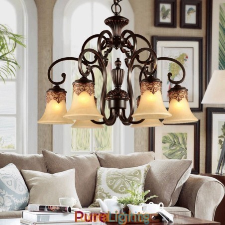 Designer Touch Decorative Chandelier Pendant Light 6 Lights Vintage Country Island Metal+Glass