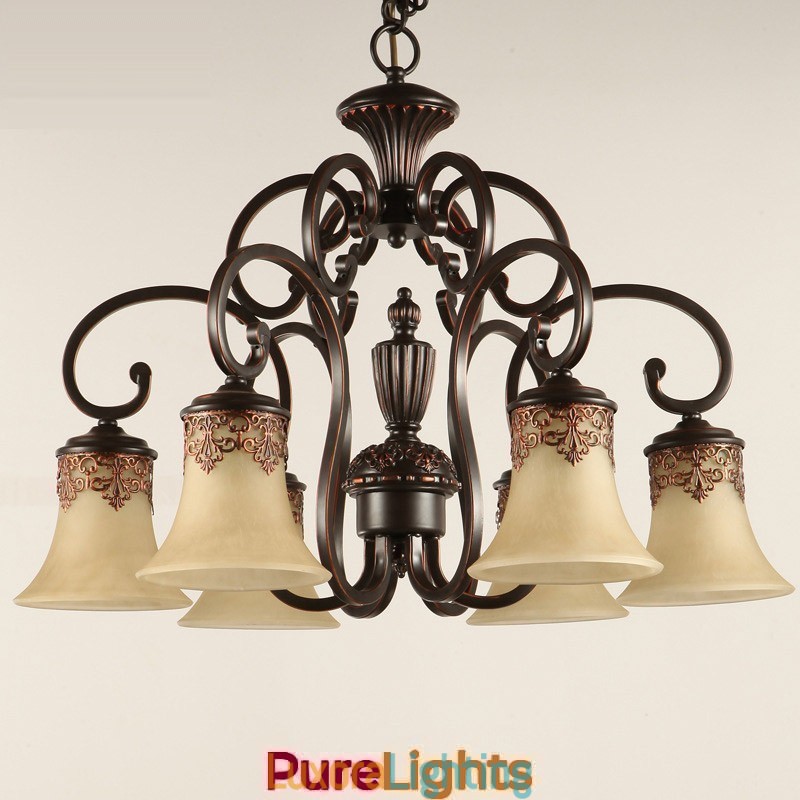Designer Touch Decorative Chandelier Pendant Light 6 Lights Vintage Country Island Metal+Glass