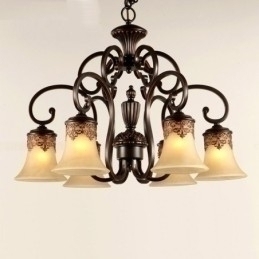 Designer Touch Decorative Chandelier Pendant Light 6 Lights Vintage Country Island Metal+Glass