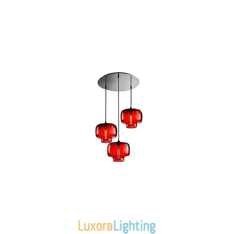 Designer Touch Decorative Modern Glass Pendant Light with 3 Lights in Transparent Bottle Design
