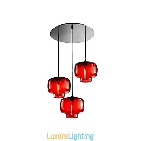 Designer Touch Decorative Modern Glass Pendant Light with 3 Lights in Transparent Bottle Design