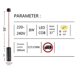 Designer Touch Decorative 1 Light Mini Pendant light Black Anodized with Aluminium