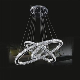 Designer Touch Decorative Dimmable Circular Pendant Chandelier Lighting Fixtures with K9 Crystal Warm and Cool White with Remote Control