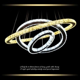 Designer Touch Decorative Dimmable Circular Pendant Chandelier Lighting Fixtures with K9 Crystal Warm and Cool White with Remote Control