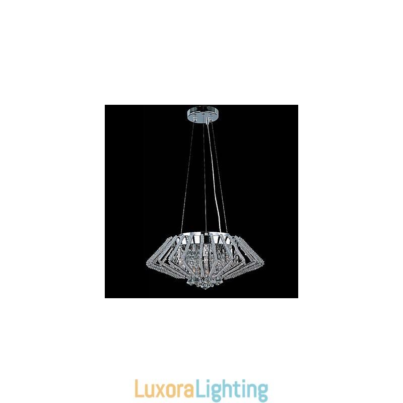 Designer Touch Decorative Diamond Shaped Stainless Steel Crystal Pendant Light with 9 Lights