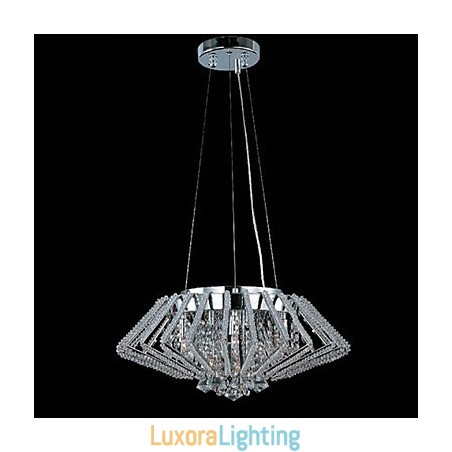 Designer Touch Decorative Diamond Shaped Stainless Steel Crystal Pendant Light with 9 Lights