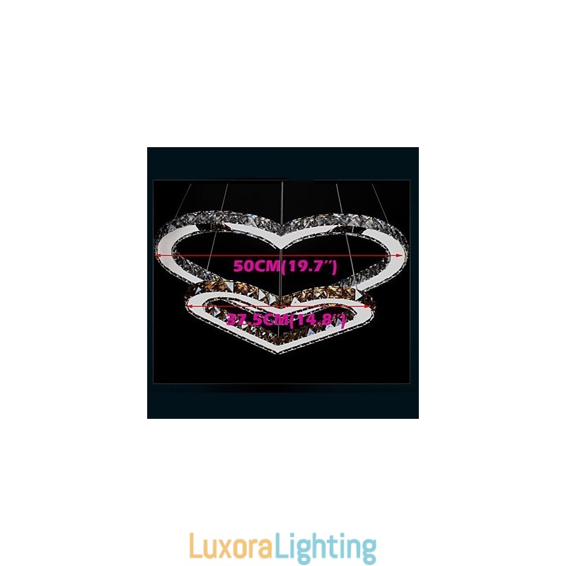 Designer Touch Decorative Pendant Lighting Chandelier Light Transparent OR Amber K9 Crystal Double Heart shaped Ceiling Lamps Lights