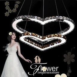 Designer Touch Decorative Pendant Lighting Chandelier Light Transparent OR Amber K9 Crystal Double Heart shaped Ceiling Lamps Lights