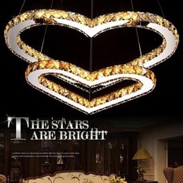 Designer Touch Decorative Pendant Lighting Chandelier Light Transparent OR Amber K9 Crystal Double Heart shaped Ceiling Lamps Lights