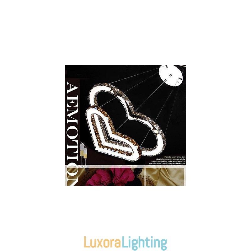 Designer Touch Decorative Pendant Lighting Chandelier Light Transparent OR Amber K9 Crystal Double Heart shaped Ceiling Lamps Lights