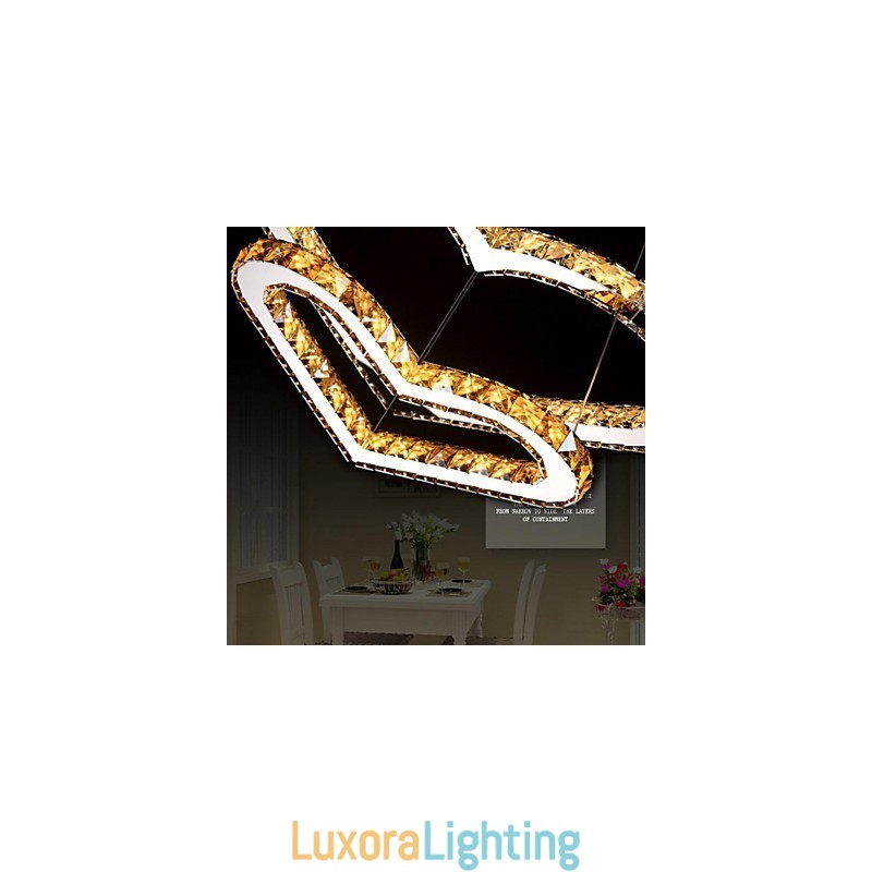 Designer Touch Decorative Pendant Lighting Chandelier Light Transparent OR Amber K9 Crystal Double Heart shaped Ceiling Lamps Lights