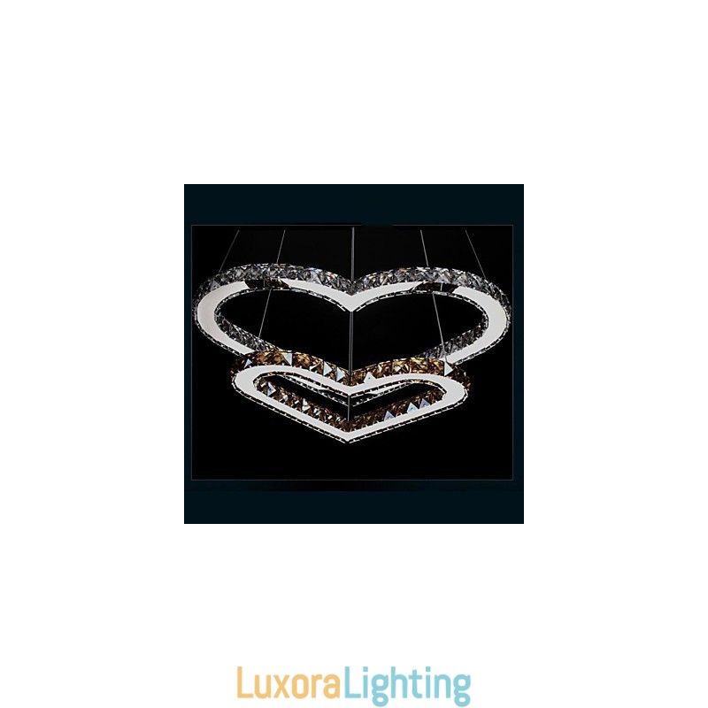 Designer Touch Decorative Pendant Lighting Chandelier Light Transparent OR Amber K9 Crystal Double Heart shaped Ceiling Lamps Lights