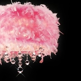 Designer Touch Decorative Crystal Pendant Light with 5 Lights in Pink Feather Shade