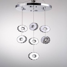 Designer Touch Decorative Modern High Grade Seven Ring 7 Lights Stainless Steel Crystal Chandelier