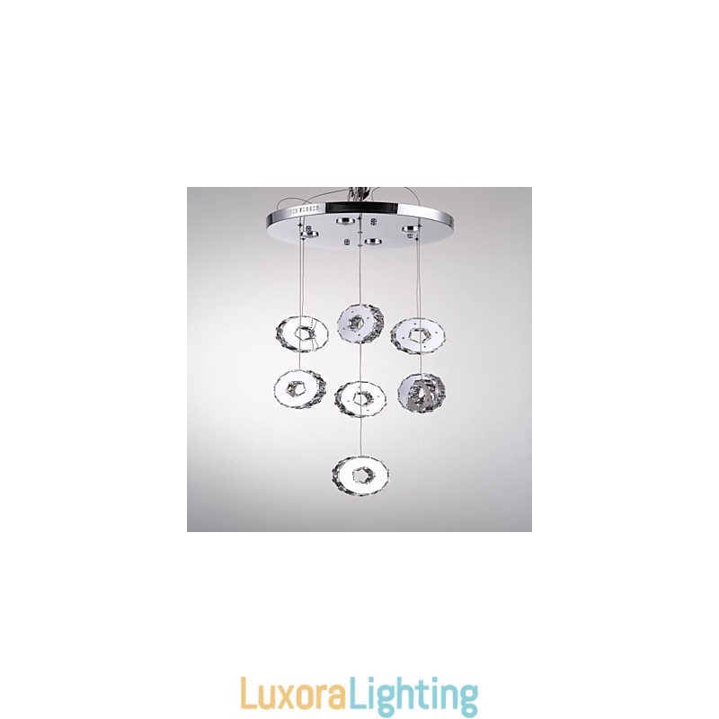 Designer Touch Decorative Modern High Grade Seven Ring 7 Lights Stainless Steel Crystal Chandelier
