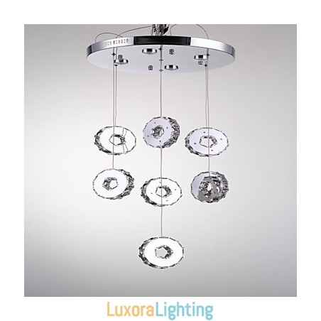 Designer Touch Decorative Modern High Grade Seven Ring 7 Lights Stainless Steel Crystal Chandelier